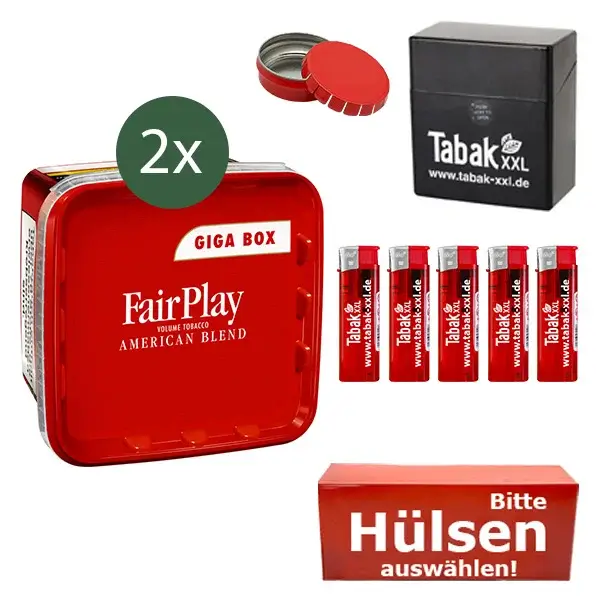 FairPlay Volumentabak 2 x Giga Box mit wählbarem Zubehör und Etui 