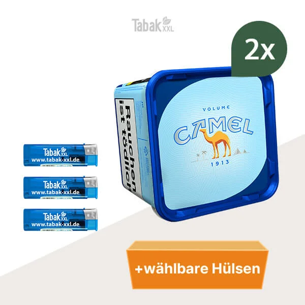 2x Camel Volumentabak Blue Eimer mit wählbaren Hülsen