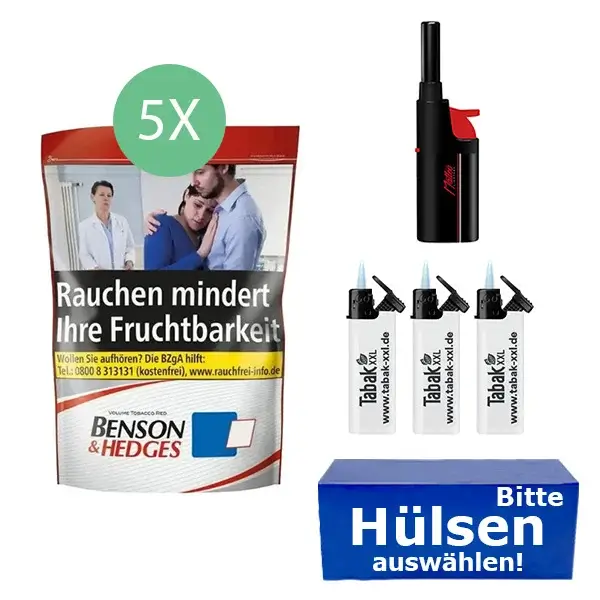 Benson & Hedges Tabak 5 x Beutel mit wählbaren Filterhülsen Benson & Hedges Tabak 5 x Beutel mit wählbaren Filterhülsen