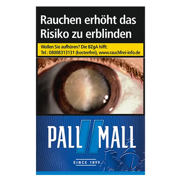 Die Pall Mall blue Zigaretten im original Pack.