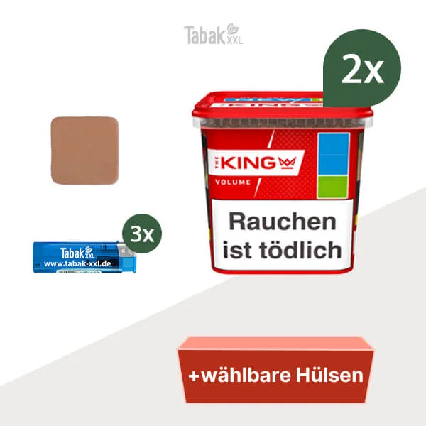 2x King Volumentabak Red Mega-Box mit wählbaren Hülsen 