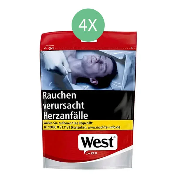 West Tabak Red L 4 x Beutel mit Zubehör