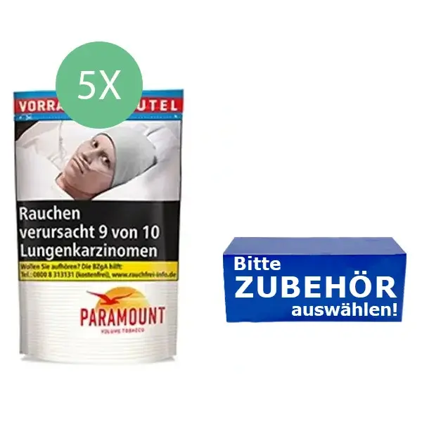 Paramount Volumentabak Red 5x Beutel mit wählbarem Zubehör 