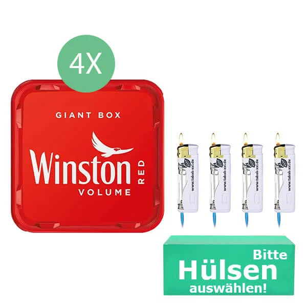 Winston Tabak Red 4 x Giant Box mit Wählbaren Hülsen