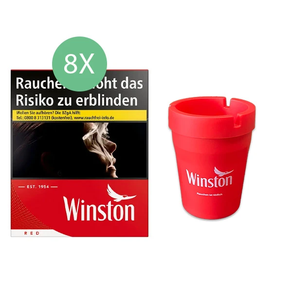 8x Winston Zigaretten Red 5XL 1x Auto-Aschenbecher 8x Winston Zigaretten Red 5XL 1x Auto-Aschenbecher