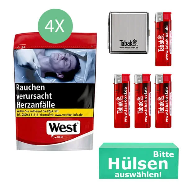 West Tabak Red L 4 x Beutel mit Hülsen