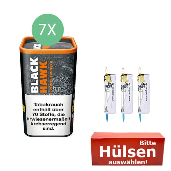 Black Hawk Tabak XL 7 x Dose mit wählbaren Filterhülsen Black Hawk Tabak XL 7 x Dose mit wählbaren Filterhülsen