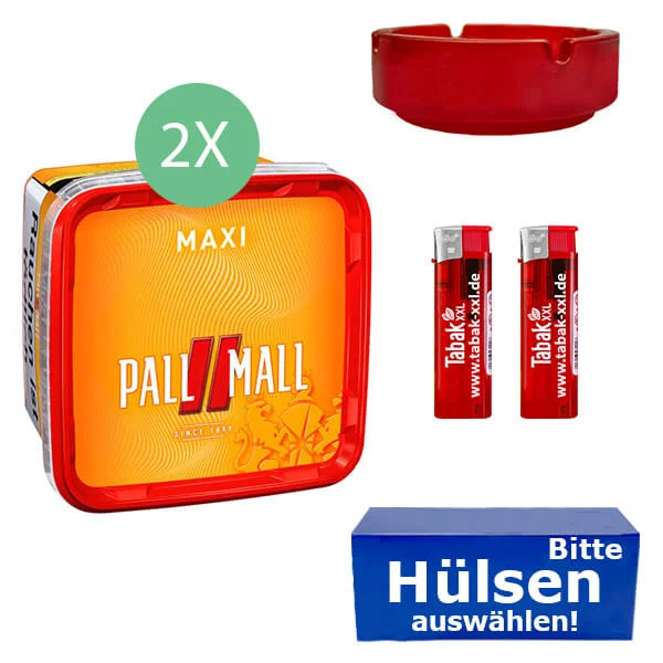 Pall Mall Tabak 2 x Maxi Box mit wählbaren Hülsen und Aschenbecher