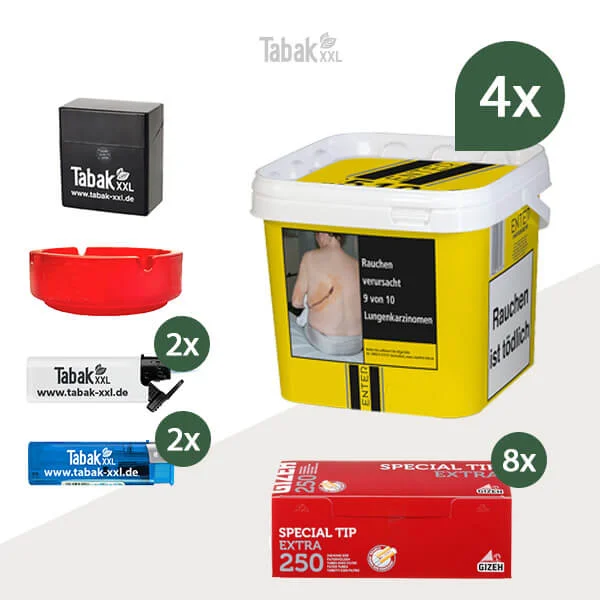 4x Enter Volumentabak Eimer mit 2000 Gizeh Extra Filterhülsen