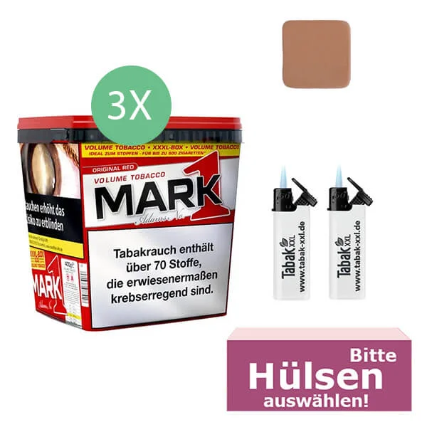 Mark 1 Tabak Red XXXL 3 x 400 g Eimer mit Hülsen Mark 1 Tabak Red XXXL 3 x 400 g Eimer mit Hülsen