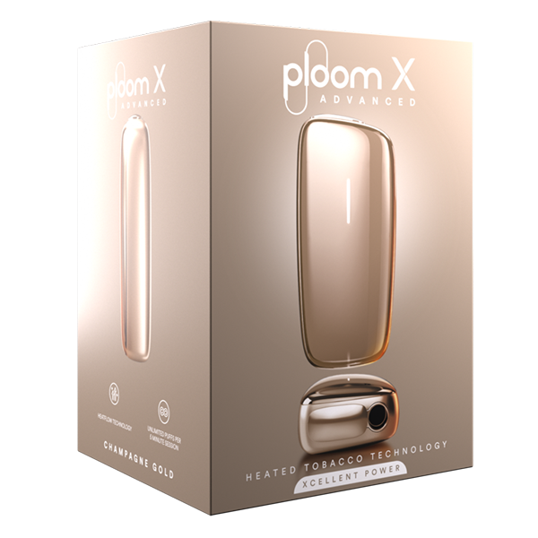 ploom-x-advanced-champagne-gold-devicekit Ploom X Advanced Champagne Gold in der Verpackung