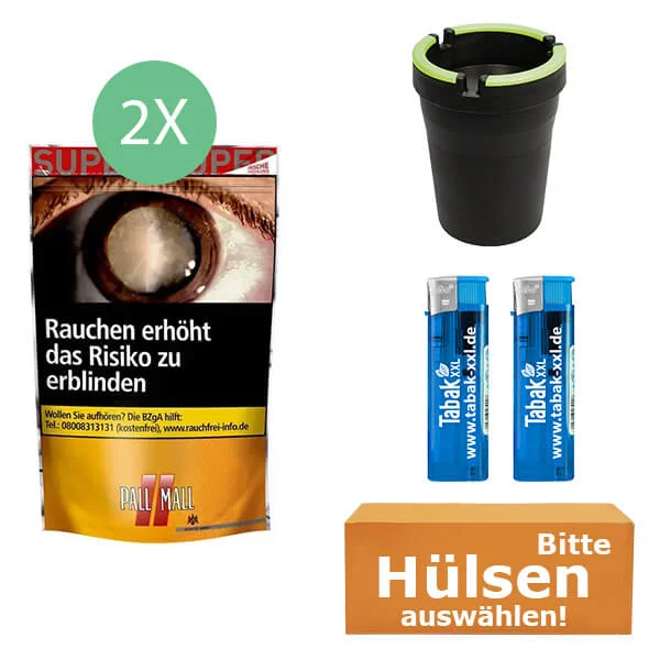 2x_pall_mall_super_beutel_hulsen_auto_aschenbecher 2 x Pall Mall Super Beutel mit Auto Aschenbecher