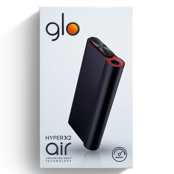 Die Glo Hyper Air in der Farbe Space Navy in der Verpackung plus gratis Sticks