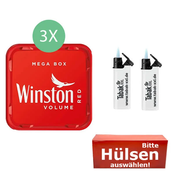 Winston Tabak Red 3 x Mega Box mit Wählbaren Filterhülsen