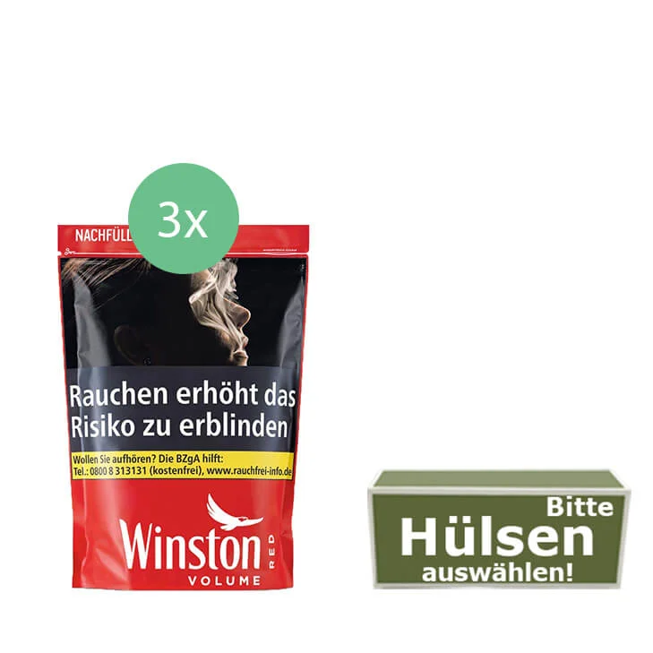 Winston Tabak Red XXXL 3 x Beutel mit wählbaren Filterhülsen