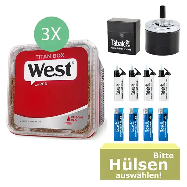 west-tabak-red-3-x-titan-box-mit-waehlbaren-huelsen-und-etui west-tabak-red-3-x-titan-box-mit-waehlbaren-huelsen-und-etui