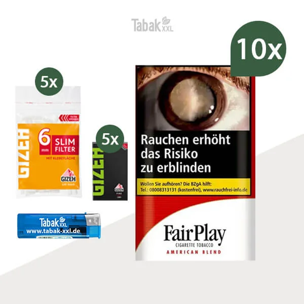 10x FairPlay Drehtabak American Blend Red Pouch mit Gizeh Blättchen