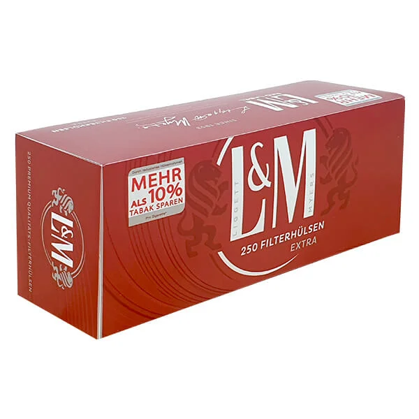 L&M Extra Size Red Filterhülsen 250er Packung seitlich L&M Extra Size Red Filterhülsen 250er Packung seitlich