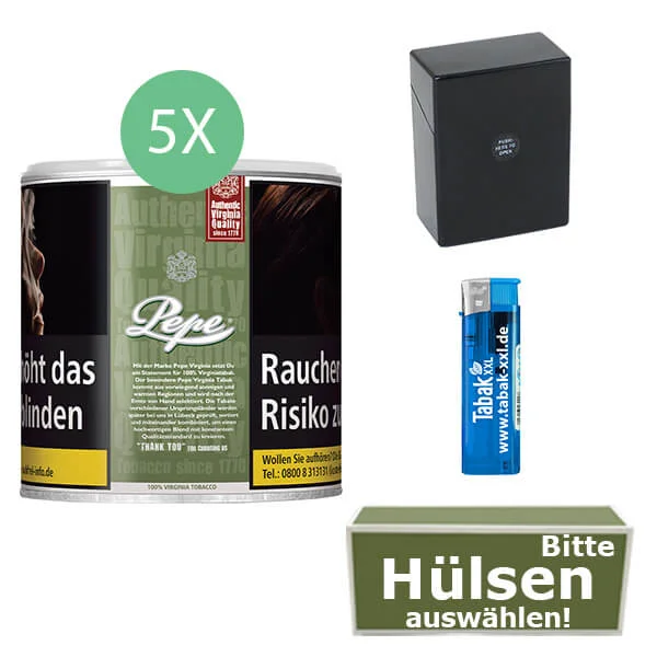 4_pepe_wahlbaren_hulsen_und_etui_dose 10 x Pepe Rich Green mit Hülsen und Etui