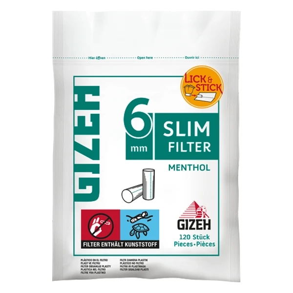 Gizeh Slim Filter Menthol SUP 120 x 6 mm Beutel Gizeh Slim Filter Menthol SUP 120 x 6 mm Beutel