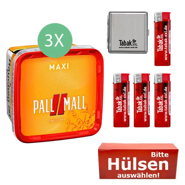 Pall Mall Tabak 3 x Maxi Box mit wählbaren Hülsen und Etui Pall Mall Tabak 3 x Maxi Box mit wählbaren Hülsen und Etui