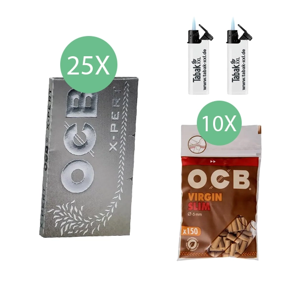 25x-ocb-blaettchen-x-pert-double-100-blatt-+-10x-ocb-virgin-slim-filter-+-2x-sturmfeuerzeuge 25x-ocb-blaettchen-x-pert-double-100-blatt-+-10x-ocb-virgin-slim-filter-+-2x-sturmfeuerzeuge