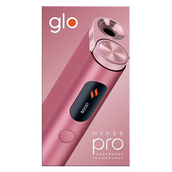 glo_hyper_pro_quartz_rose_devicekit_plus_sticks Die Glo Hyper Pro in der Farbe Quartz Rose in Verpackung im Aktionspack mit Sticks
