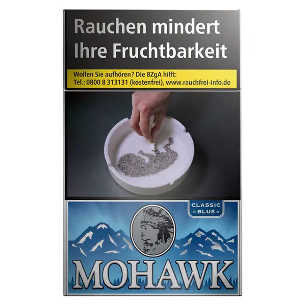 Die Mohawk Blue Zigaretten im original Pack.