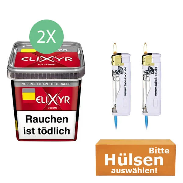 Elixyr Tabak Red 2 x Eimer mit wählbaren Filterhülsen und Feuerzeugen Elixyr Tabak Red 2 x Eimer mit wählbaren Filterhülsen und Feuerzeugen