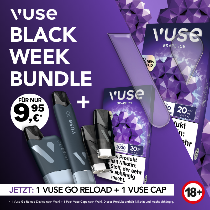 1x Vuse Go Reload Black + 1x Pack Vuse Pods Aktionsundle