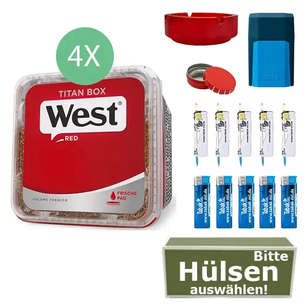 West Tabak Red 4 x Titan Box mit wählbaren Filterhülsen