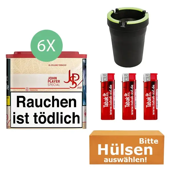 john-player-special-just-tabak-6-x-dose-mit-waehlbaren-huelsen-und-aschenbecher john-player-special-just-tabak-6-x-dose-mit-waehlbaren-huelsen-und-aschenbecher