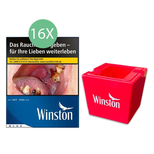 16x Winston Zigaretten Blue 5XL 1x Keramikaschenbecher