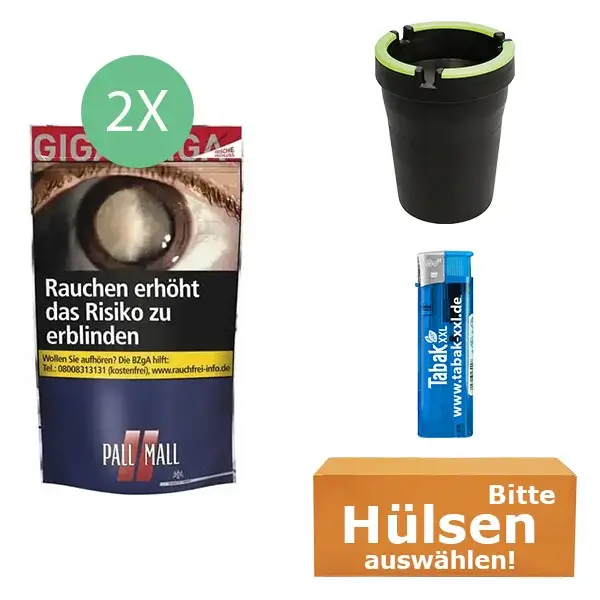 2x_pall_mall_blau_beutel_hulsen_auto_aschenbecher 2 x Pall Mall Blau mit Auto Aschenbecher