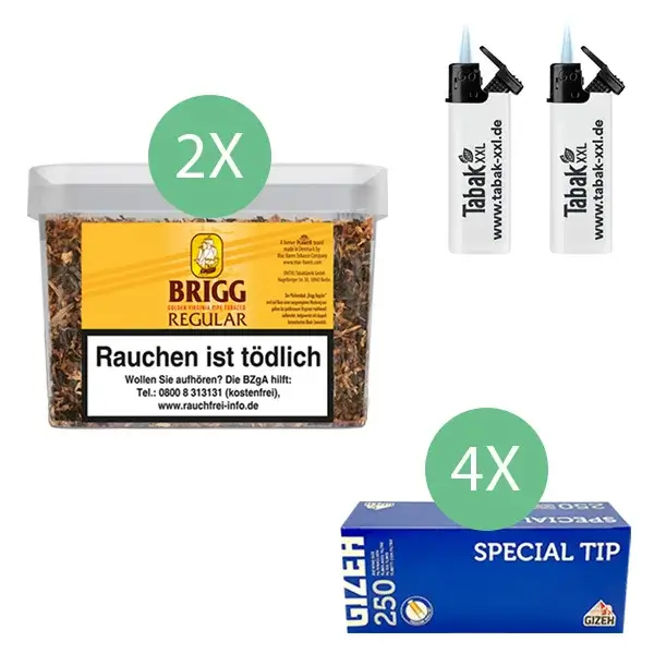 Brigg Tabak Regular 2 x Eimer mit 1000 Gizeh Filterhülsen Brigg Tabak Regular 2 x Eimer mit 1000 Gizeh Filterhülsen