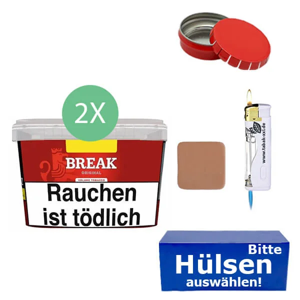 Break Tabak Red 2 x Mega Box mit wählbaren Filterhülsen und Aschenbecher Break Tabak Red 2 x Mega Box mit wählbaren Filterhülsen und Aschenbecher