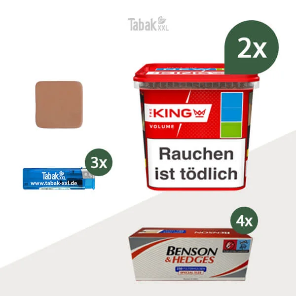 2x King Volumentabak Red Mega-Box mit 1000 Special Size Filterhülsen