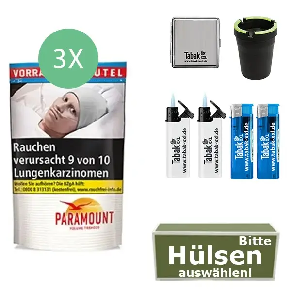 Paramount Volumentabak Red 3x Beutel mit wählbarem Zubehör und Etui