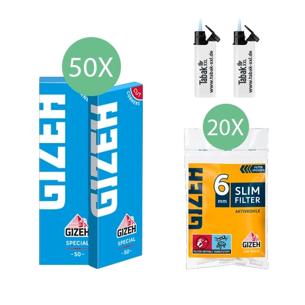 50x-gizeh-blaettchen-special-50-blatt-+-20x-gizeh-slim-filter-aktivkohle-+-2x-sturmfeuerzeuge 50x-gizeh-blaettchen-special-50-blatt-+-20x-gizeh-slim-filter-aktivkohle-+-2x-sturmfeuerzeuge