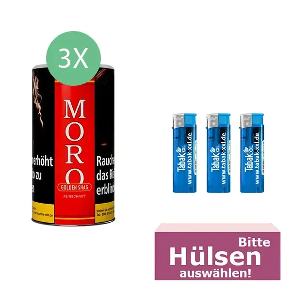 Moro Feinschnitttabak Rot 3 x Dose mit wählbaren Filterhülsen Moro Feinschnitttabak Rot 3 x Dose mit wählbaren Filterhülsen