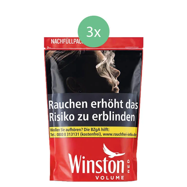 Winston Tabak Red XXXL 3 x Beutel mit wählbarem Zubehör