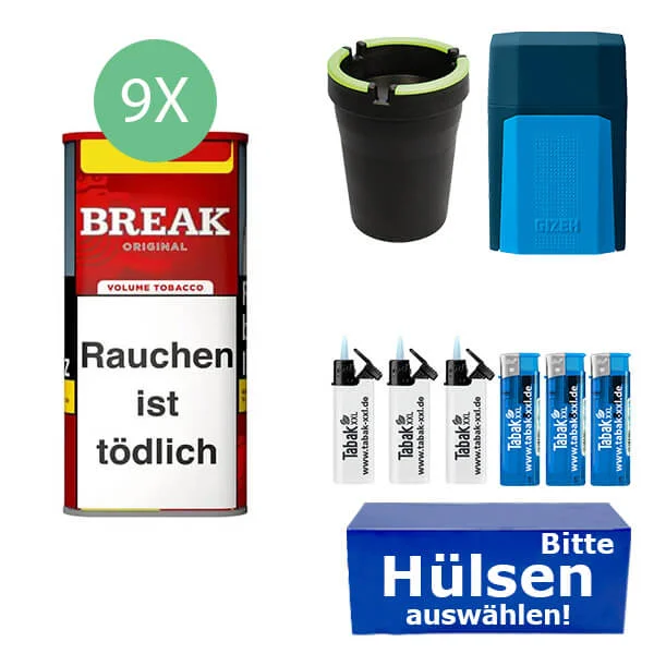 Break Tabak XXL Red 9 x Dose mit wählbaren Hülsen und Etui