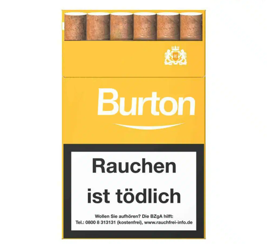 Burton Zigarillos Gold Gelb L mit Naturdeckblatt Vanilla