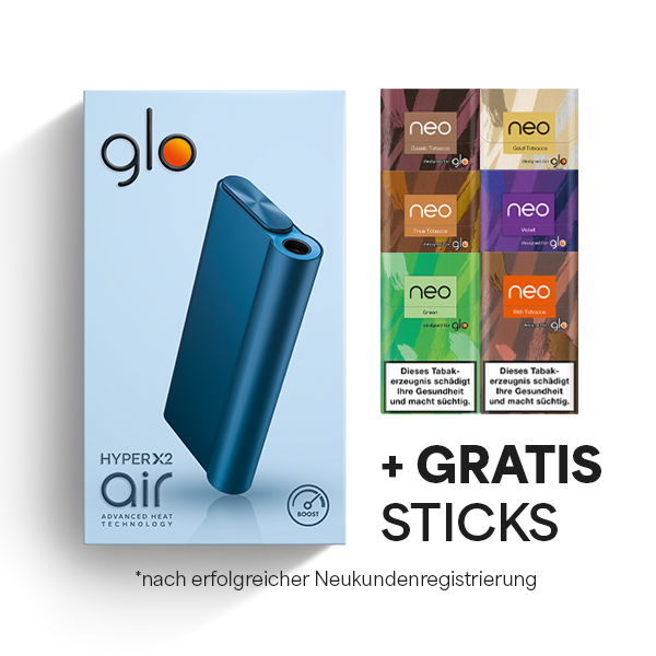 Die Glo Hyper Air in der Farbe Ocean Blue plus gratis Sticks nach Neukundenregistrierung