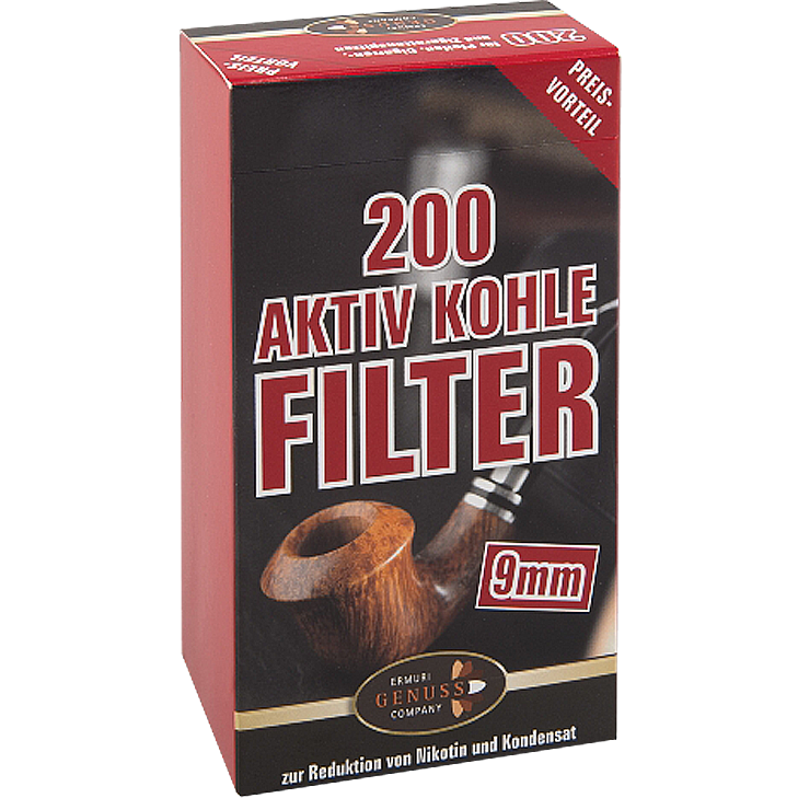 Ermuri Pfeifenfilter 9mm Aktivkohle 200 Stk. Ermuri Pfeifenfilter 9mm Aktivkohle 200 Stk.