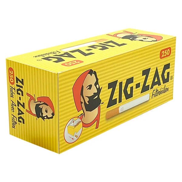 Zig-Zag Filterhülsen Gelb 250er Packung seitlich Zig-Zag Filterhülsen Gelb 250er Packung seitlich