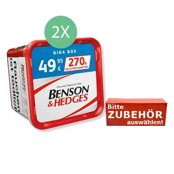 Benson & Hedges Tabak 2 x Giga Box mit wählbarem Zubehör