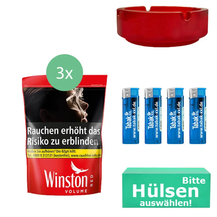 Winston Tabak Red 3 x Beutel mit wählbaren Filterhülsen 