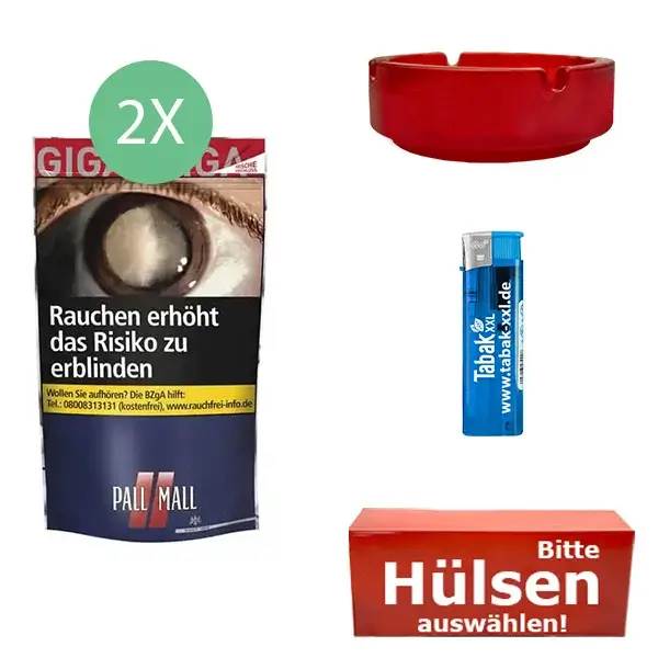 2 x Pall Mall Blau mit Glasaschenbecher