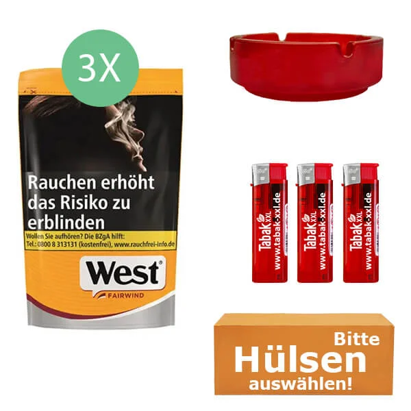 3xwest_yellow_hulsen_glasasche 3 x West Yellow mit Glasaschenbecher